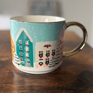 Sweet Water Decor Christmas Village Gold Handle Mug Holiday Coffee Cup
